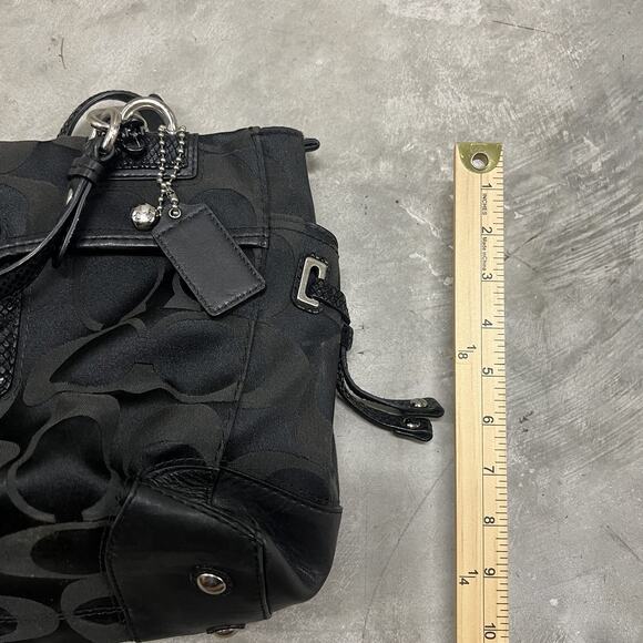 Vintage Coach Black Leather&Canvas No J0982-14528 Shoulder Bag Purse Turn Lock - Picture 4 of 7